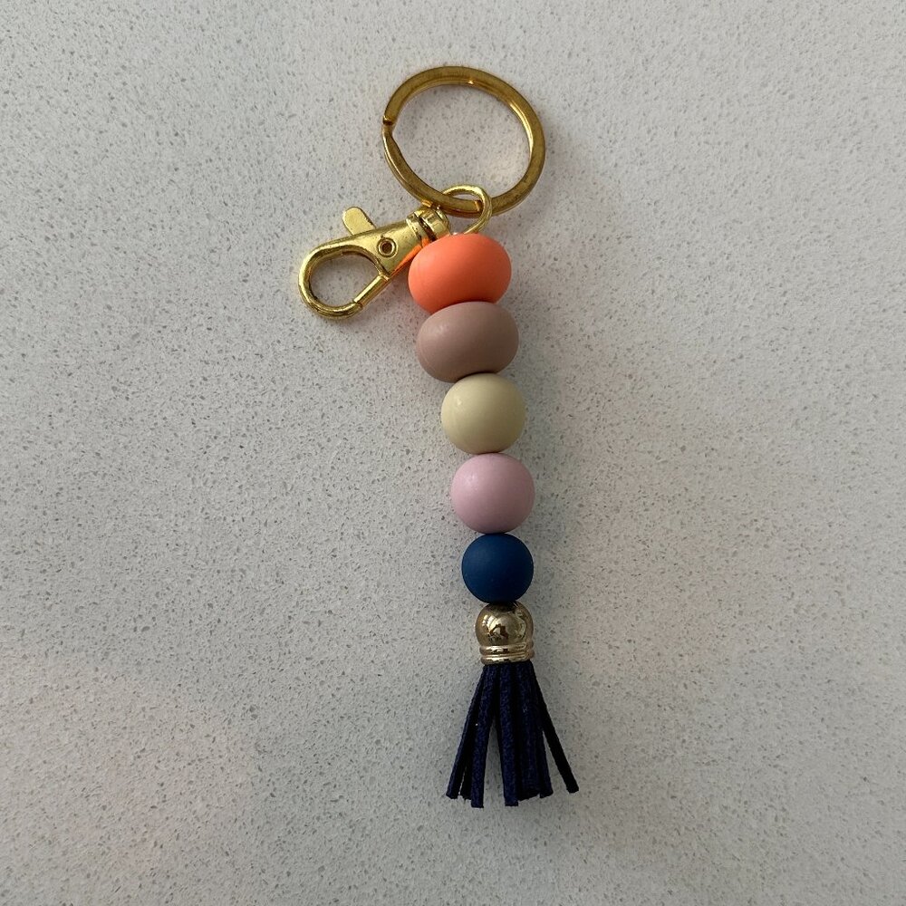 Beaded Key Ring Purse Charm with Tassell - Picture 2 of 5